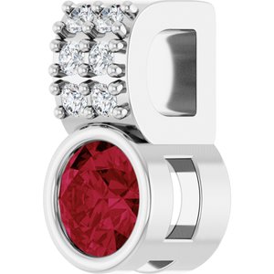 14K White Gold Lab-Grown Ruby & .04 CTW Natural Diamond Pendant