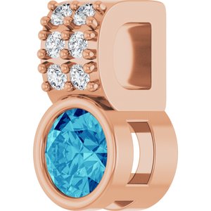 14K Rose Gold Natural Blue Zircon & .04 CTW Natural Diamond Pendant