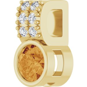 14K Yellow Gold Natural Citrine & .04 CTW Natural Diamond Pendant