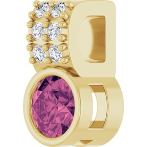 14K Yellow Gold Natural Pink Tourmaline & .04 CTW Natural Diamond Pendant