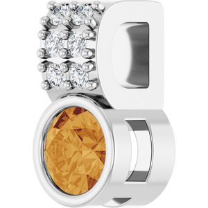 Platinum Natural Citrine & .04 CTW Natural Diamond Pendant