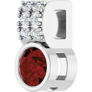 14K White Gold Natural Mozambique Garnet & .04 CTW Natural Diamond Pendant