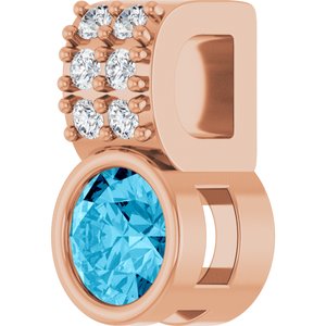 14K Rose Gold Natural Aquamarine & .04 CTW Natural Diamond Pendant