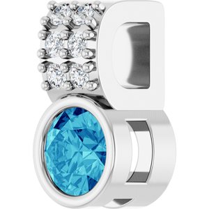 Platinum Natural Blue Zircon & .04 CTW Natural Diamond Pendant
