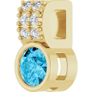 14K Yellow Gold Natural Aquamarine & .04 CTW Natural Diamond Pendant