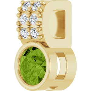 14K Yellow Gold Natural Peridot & .04 CTW Natural Diamond Pendant