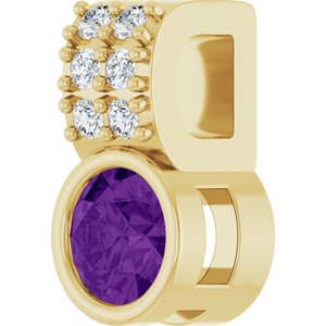 14K Yellow Gold Natural Amethyst & .04 CTW Natural Diamond Pendant