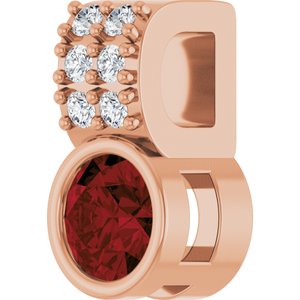 14K Rose Gold Natural Mozambique Garnet & .04 CTW Natural Diamond Pendant