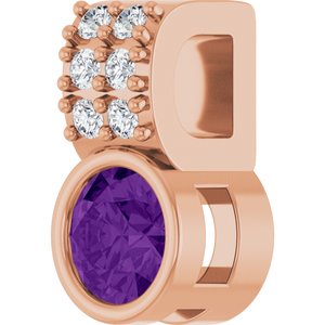 14K Rose Gold Natural Amethyst & .04 CTW Natural Diamond Pendant