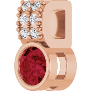 14K Rose Gold Natural Ruby & .04 CTW Natural Diamond Pendant