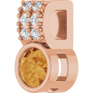 14K Rose Gold Natural Citrine & .04 CTW Natural Diamond Pendant