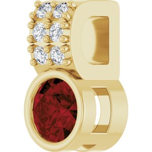 14K Yellow Gold Natural Mozambique Garnet & .04 CTW Natural Diamond Pendant