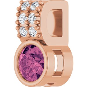 14K Rose Gold Natural Pink Tourmaline & .04 CTW Natural Diamond Pendant