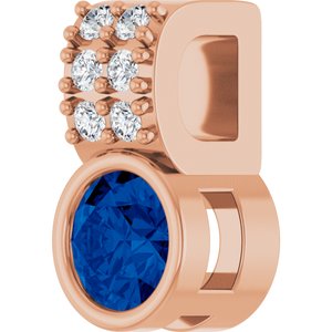 14K Rose Gold Natural Blue Sapphire & .04 CTW Natural Diamond Pendant