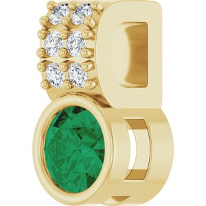 14K Yellow Gold Lab-Grown Emerald & .04 CTW Natural Diamond Pendant