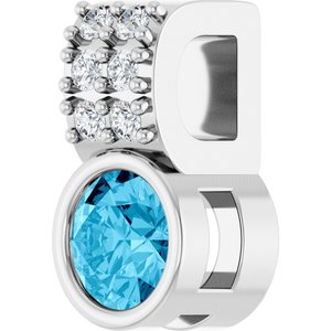 Sterling Silver Natural Aquamarine & .04 CTW Natural Diamond Pendant