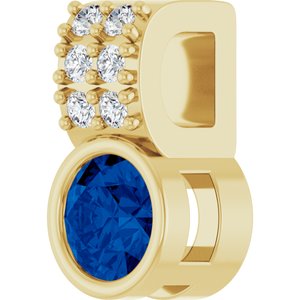 14K Yellow Gold Lab-Grown Blue Sapphire & .04 CTW Natural Diamond Pendant