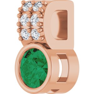 14K Rose Gold Lab-Grown Emerald & .04 CTW Natural Diamond Pendant