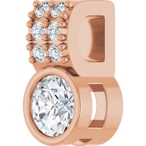 14K Rose Gold Natural White Sapphire & .04 CTW Natural Diamond Pendant