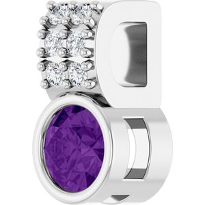 14K White Gold Natural Amethyst & .04 CTW Natural Diamond Pendant
