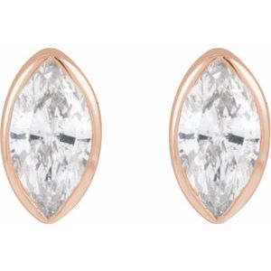 14K Rose Gold .03 CT Natural Diamond Press Fit Back Stud Earring