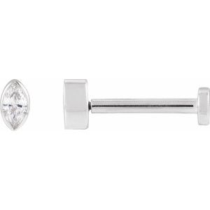 14K White Gold .03 CT Natural Diamond Press Fit Back Stud Earring