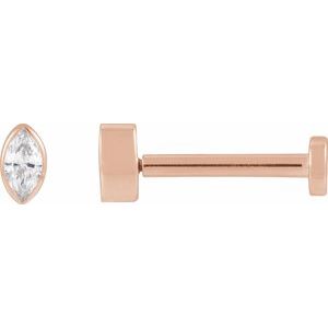 14K Rose Gold .03 CT Natural Diamond Press Fit Back Stud Earring