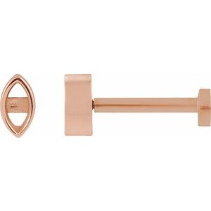 14K Rose Gold 4x2 mm Marquise Press Fit Back Stud Earring Mounting