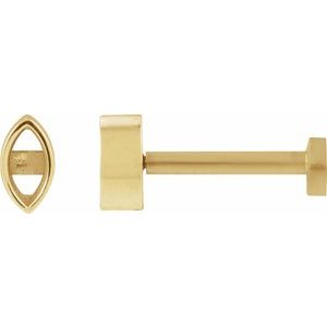 14K Yellow Gold 4x2 mm Marquise Press Fit Back Stud Earring Mounting