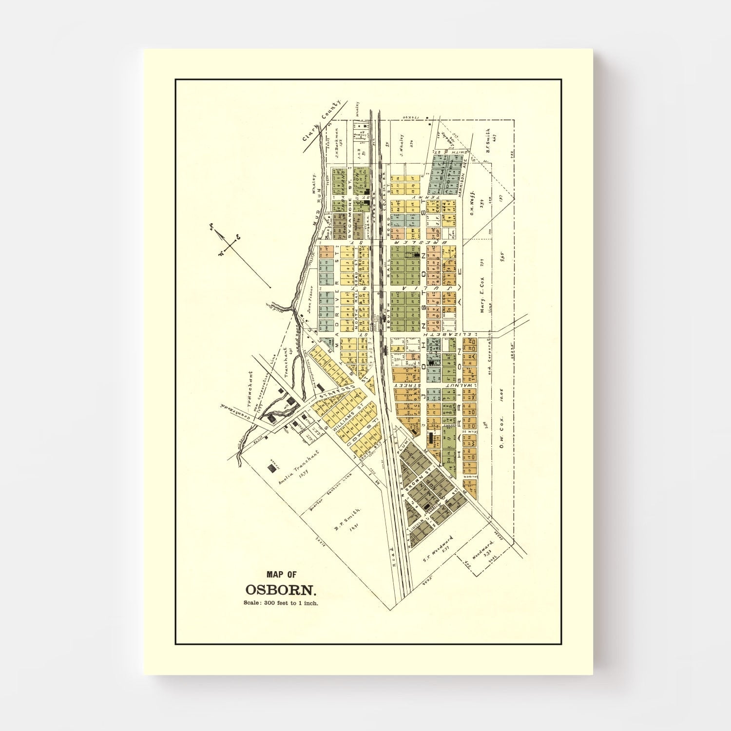 Vintage Map of Osborn, Ohio 1896