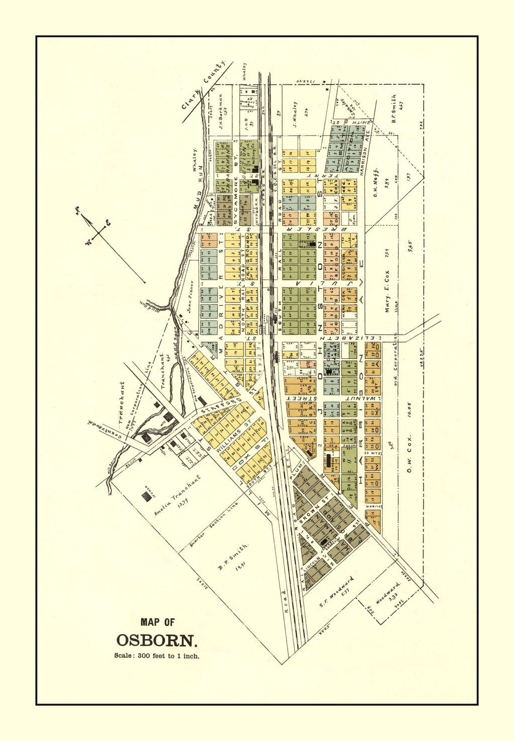 Vintage Map of Osborn, Ohio 1896