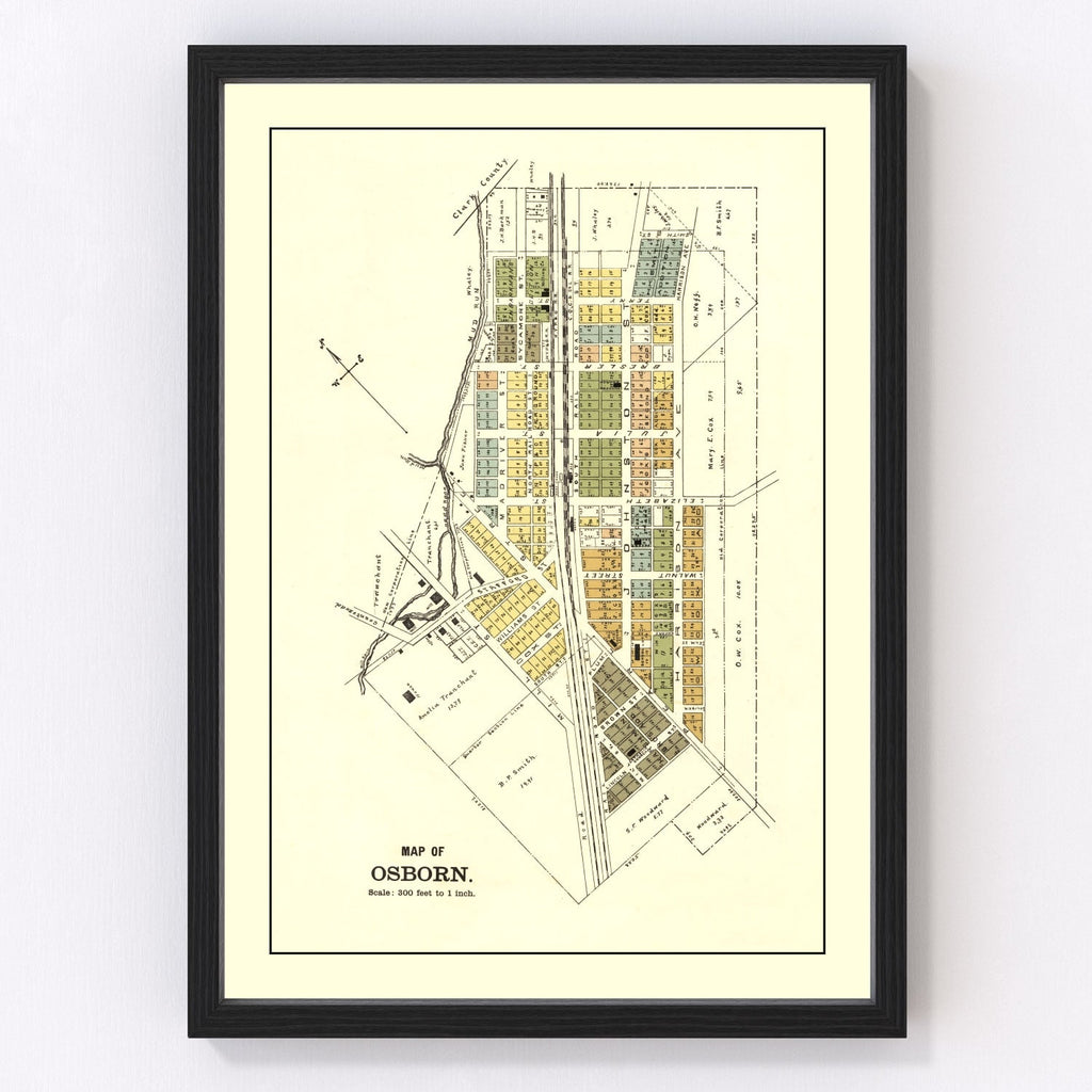 Vintage Map of Osborn, Ohio 1896