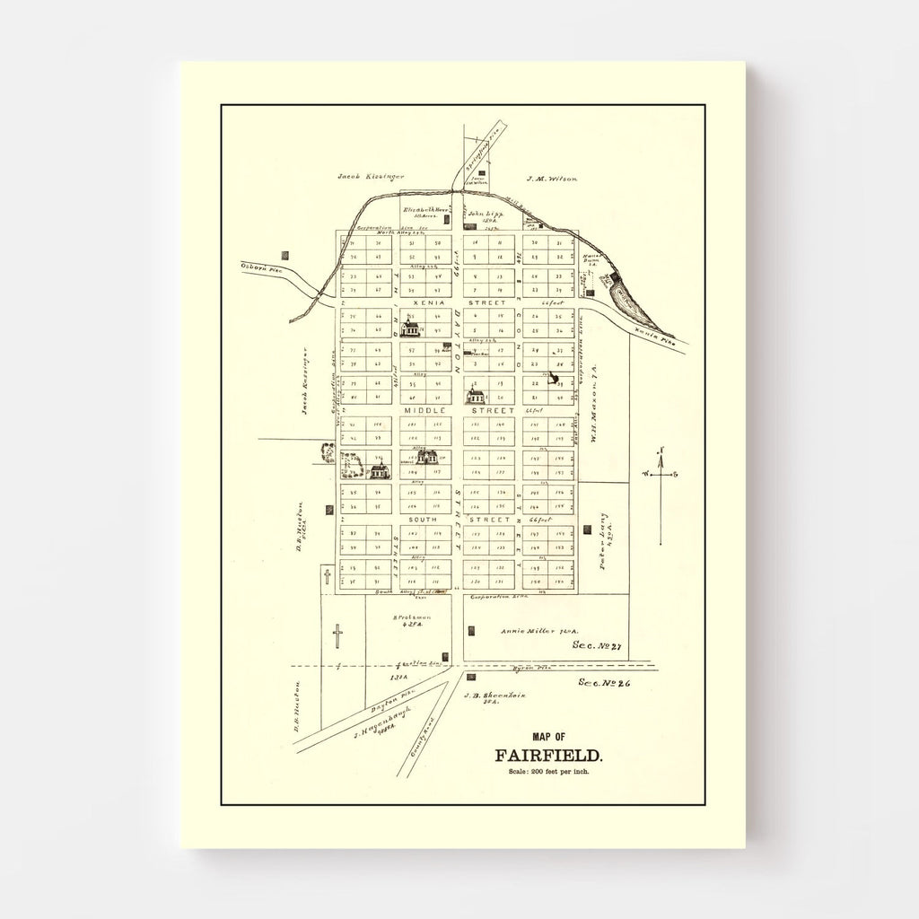 Vintage Map of Fairfield, Ohio 1896