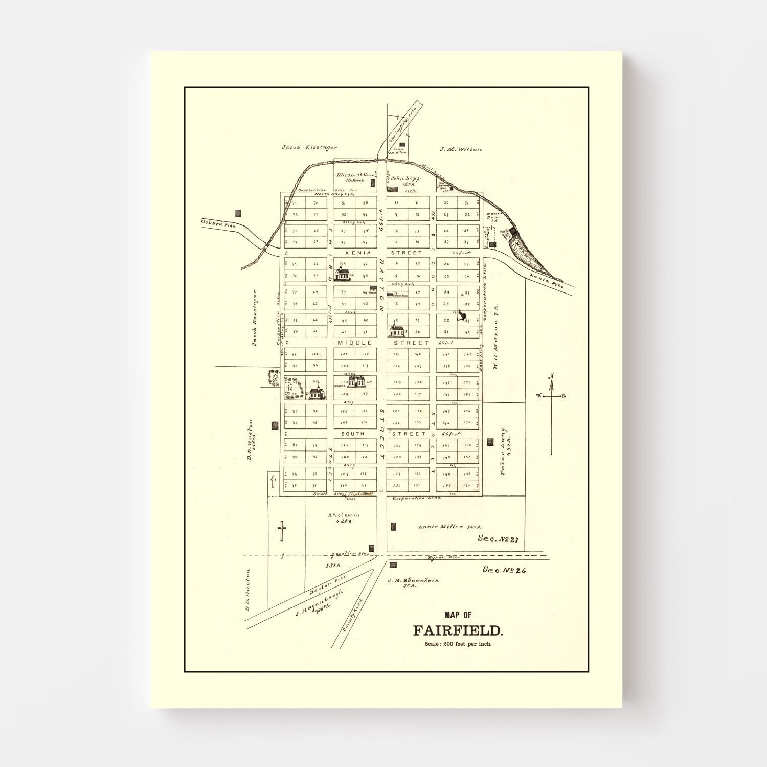 Vintage Map of Fairfield, Ohio 1896