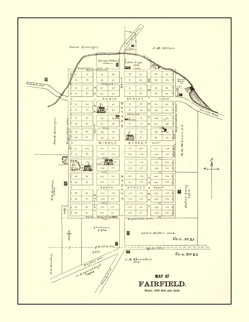 Vintage Map of Fairfield, Ohio 1896