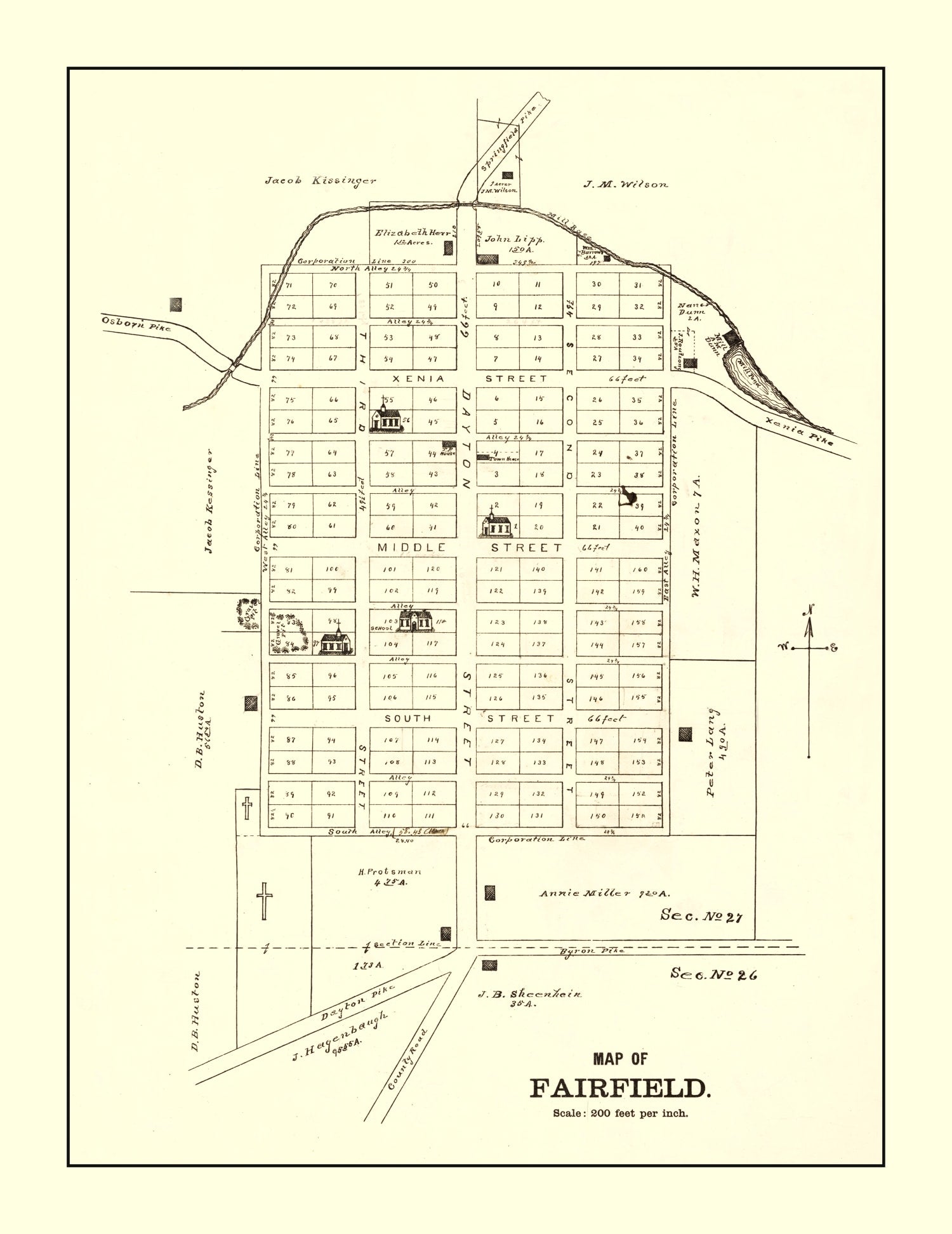 Vintage Map of Fairfield, Ohio 1896