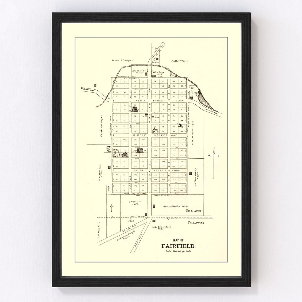 Vintage Map of Fairfield, Ohio 1896