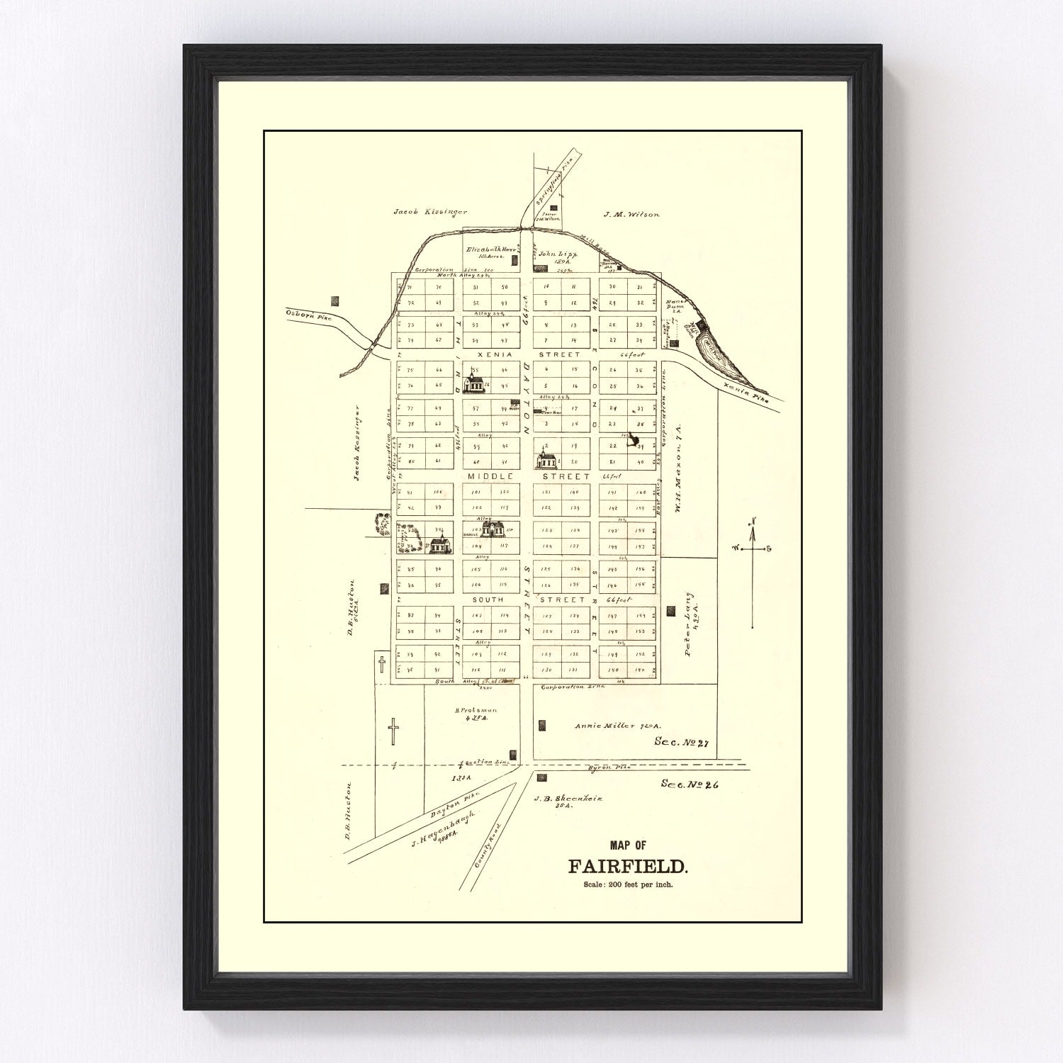 Vintage Map of Fairfield, Ohio 1896