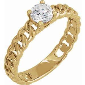 14K Yellow Gold 1/2 CT Lab-Grown Diamond Solitaire Ring