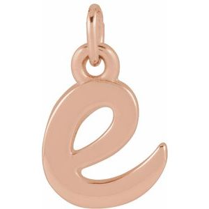 14K Rose Gold Petite Initial E Pendant