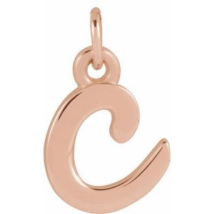 14K Rose Gold Petite Initial C Pendant