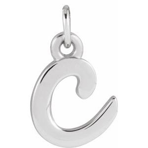 14K White Gold Petite Initial C Pendant