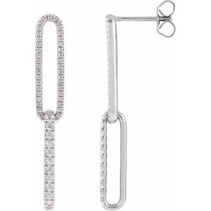 14K White Gold 1/2 CTW Lab-Grown Diamond Elongated Link Earrings