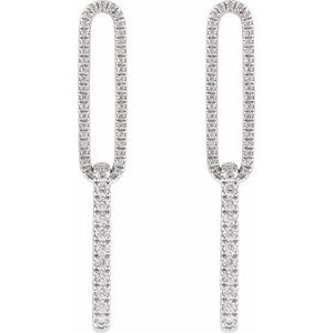 14K White Gold 1/2 CTW Lab-Grown Diamond Elongated Link Earrings