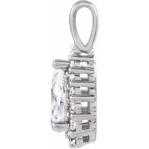 14K White 1 1/2 CTW Lab-Grown Diamond Halo-Style Pendant