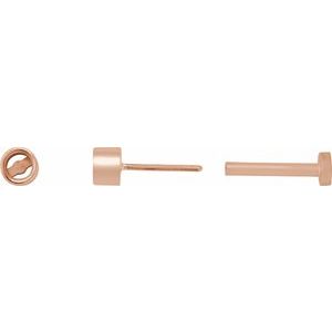 14K Rose Gold 1.5 mm Round Rose-Cut Bezel-Set Stud Earring