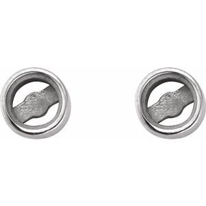 14K White Gold 1.5 mm Round Rose-Cut Bezel-Set Stud Earring – image 2