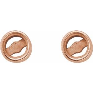 14K Rose Gold 1.5 mm Round Rose-Cut Bezel-Set Stud Earring – image 2