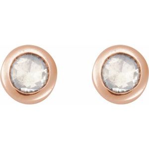 14K Rose Gold .01 CT Rose-Cut Natural Diamond Stud Earring – image 2