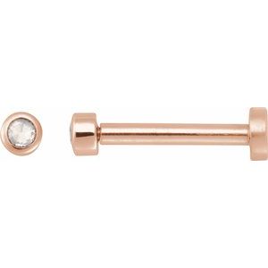 14K Rose Gold .01 CT Rose-Cut Natural Diamond Stud Earring